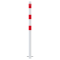 Barrier posts | Steel tube  60 x 2.5 mm | stationary | for casting in concrete | hot-dip galvanized and white coated withthree red reflecting stripes | without eyelet